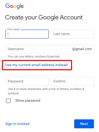 Enter Email Address