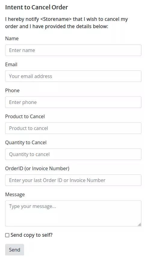 sample web cancellation form