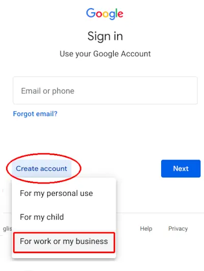 Go to Google Accounts